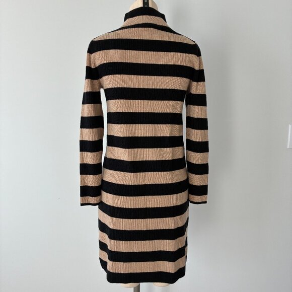 NWT J. Crew Black and Tan Striped Turtle-Neck Sweater Dress - Picture 4 of 9